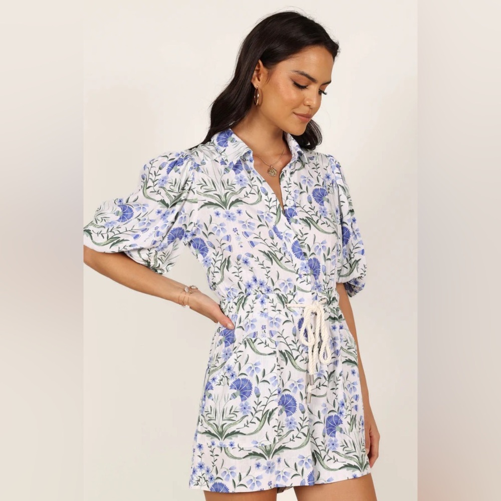 Petal & Pup Floral Blue and White Romper